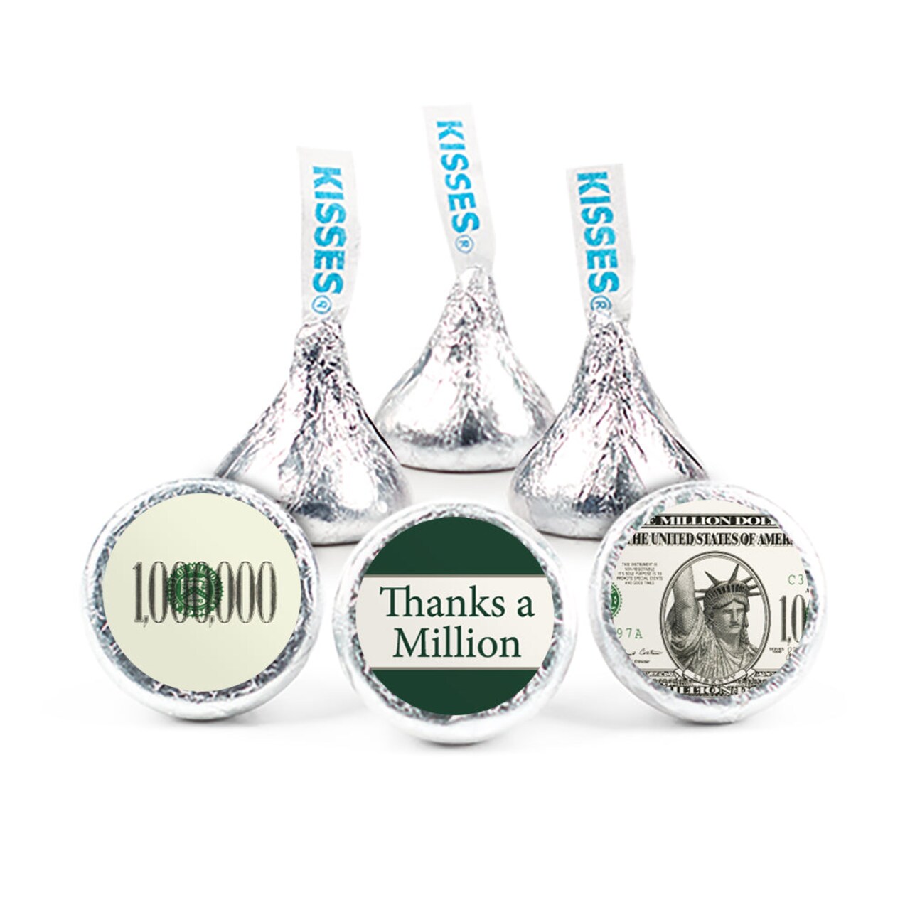 85 Pcs Thank You Candy Favors Thanks a Million Milk Chocolate Hershey's Kisses (13.6oz) - No Assembly Required - By Just Candy